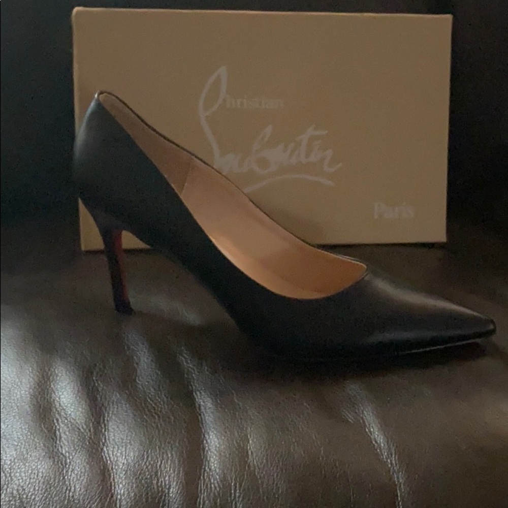 Christian Louboutin Black Pointed Leather Pumps